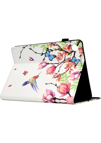 Samsung Galaxy Tab A8 10.5(2021)X205/X200 Kılıf Desen Baskı Tablet Kapak Darbeye Dayanıklı Deri Kart Tutucu Standı Kılıf-Çiçekler ve Kuşlar (Yurt Dışından)