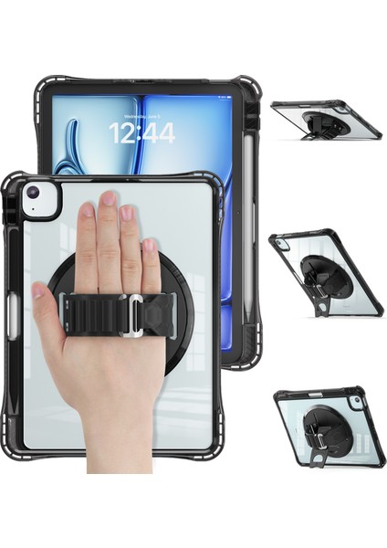 iPad Air 11(2024)/AIR(2022)/(2020)/IPAD Pro 11(2022)/(2021)/(2020)/(2018)CASE Kickstand Pc+Tpu+Akrilik Şeffaf Tablet Kılıfı- (Yurt Dışından)