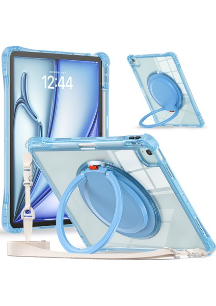 iPad Air 13(2024)/IPAD Pro 12.9(2022)/(2021)/(2020)/(2018)KILIF Omuz Askılı Pc+Tpu+Akrilik Tablet Kılıfı-Bebek Si (Yurt Dışından)