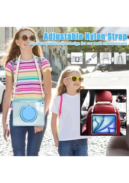 iPad Air 13(2024)/IPAD Pro 12.9(2022)/(2021)/(2020)/(2018)KILIF Omuz Askılı Pc+Tpu+Akrilik Tablet Kılıfı-Bebek Si (Yurt Dışından)