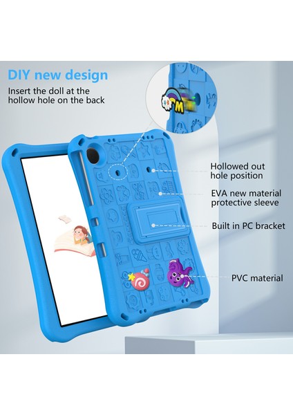 Samsung Galaxy Tab A9+/xiaomi Redmi Pad Se Kılıf Eva Tablet Kickstand Kapak Omuz Askılı-Gök Si (Yurt Dışından)