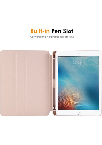 iPad AIR(2013)/IPAD 9.7-INÇ(2018)/IPAD 9.7-INÇ(2017)/IPAD Air 2 Hat Prınce Stand Kılıfı Tpu+Pu Otomatik Uyandırma/uyku 360 Derece Dönebn Tablet Kılıfı-Bej (Yurt Dışından)