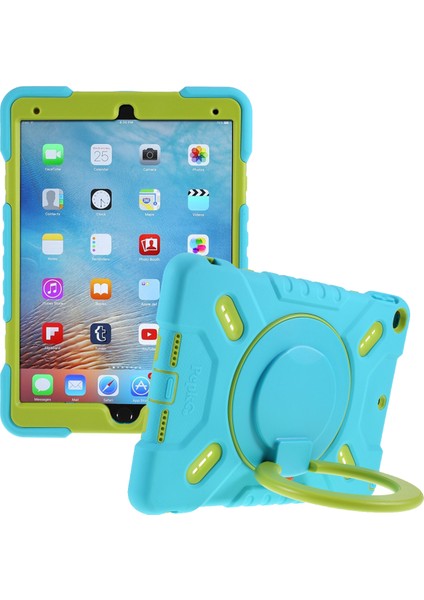 iPad 9.7-INÇ(2017)/(2018)360 Derece Dönebn Kickstand Tablet Kılıfı Pc+Silikon Kapak, Toz Önleyici Fişli-/ (Yurt Dışından)