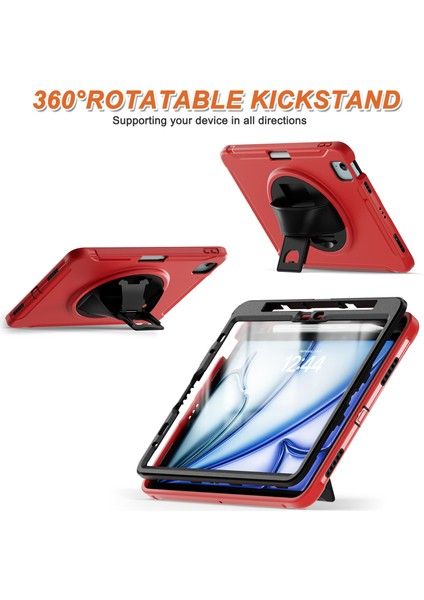 iPad Air 11(2024)/AIR(2022)/(2020)/IPAD Pro 11(2022)/(2021)/(2020)/(2018)DÖNER Kickstand Pc+Tpu El Kayışlı Tablet Kılıfı- (Yurt Dışından)