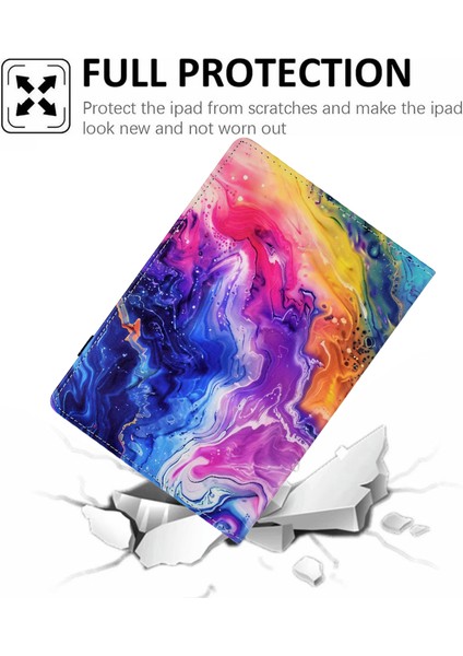 Samsung Galaxy Tab A8 10.5(2021)X205/X200 Kılıf Desen Baskı Tablet Kapak Darbeye Dayanıklı Deri Kart Tutucu Stand Kılıf-Mermer Desen (Yurt Dışından)