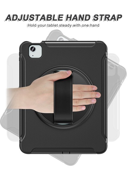 iPad Air 11(2024)/AIR(2022)/(2020)/IPAD Pro 11(2022)/(2021)/(2020)/(2018)DÖNER Kickstand Pc+Tpu El Kayışlı Tablet Kılıfı- (Yurt Dışından)