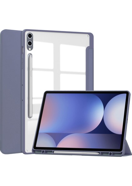 Samsung Galaxy Tab S10+ Kılıf Şeffaf Akrilik Deri Tablet Kapak Desteği Otomatik Uyku/uyanma- (Yurt Dışından)