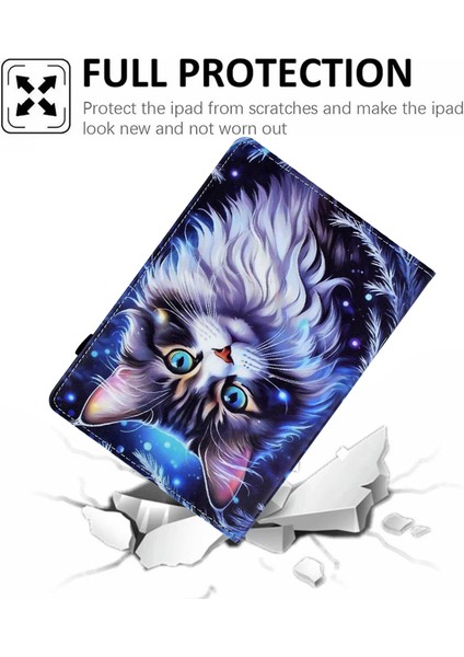 iPad 10.2(2020)/(2019)/IPAD Air 10.5 INÇ(2019)/IPAD Pro 10.5-INÇ(2017)KILIF Desenli Baskı Tablet Kılıfı-Kedi (Yurt Dışından)