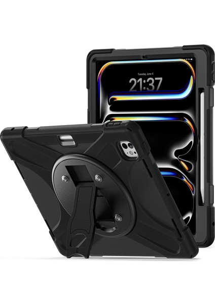 iPad Pro 13(2024) Kılıf Kickstand Pc+Silikon Tablet Kılıfı (Yurt Dışından)