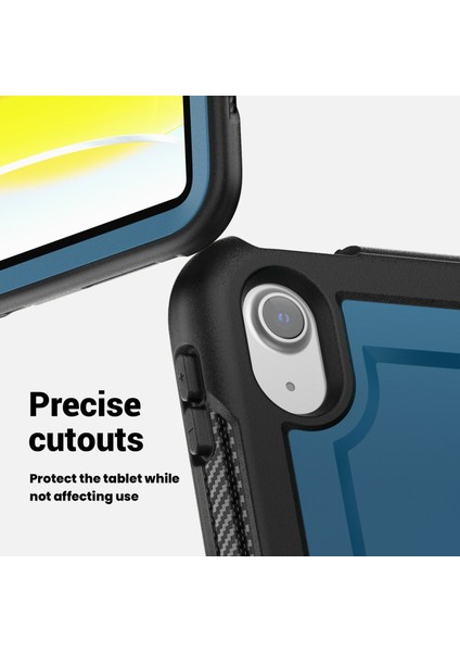 iPad 10.9(2022)CASE Pc+Tpu Kickstand Tablet Kılıfı, Kalem Tutuculu, Omuz Askılı-Lacivert (Yurt Dışından)