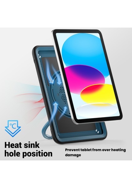 iPad 10.9(2022)CASE Pc+Tpu Kickstand Tablet Kılıfı, Kalem Tutuculu, Omuz Askılı-Lacivert (Yurt Dışından)