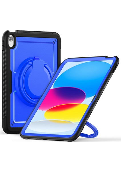 iPad 10.9(2022)CASE Pc+Tpu Kickstand Tablet Kılıfı, Kalem Tutuculu, Omuz Askılı-Koyu (Yurt Dışından)