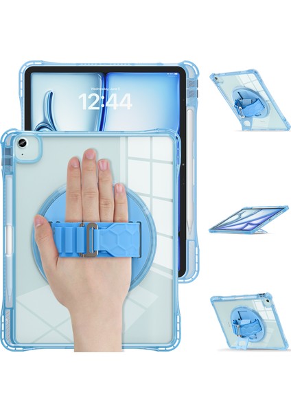 iPad Air 13(2024)/IPAD Pro 12.9(2022)/(2021)/(2020)/(2018)CASE Kickstand Pc+Tpu+Akrilik Şeffaf Tablet Kılıfı-Bebek Si (Yurt Dışından)