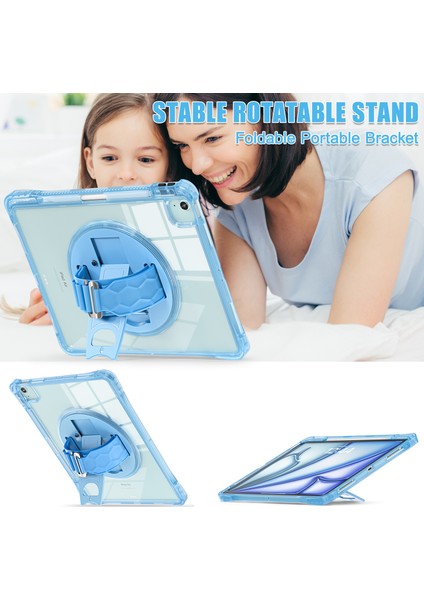 iPad Air 13(2024)/IPAD Pro 12.9(2022)/(2021)/(2020)/(2018)CASE Kickstand Pc+Tpu+Akrilik Şeffaf Tablet Kılıfı-Bebek Si (Yurt Dışından)