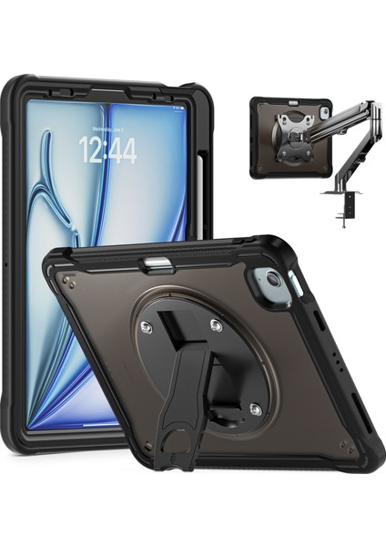 iPad Air 11(2024)/AIR(2022)/(2020)/IPAD Pro 11(2022)/(2021)/(2020)/(2018)CASE Kickstand Pc+Silikon+Tpu Tablet Kılıfı-Şeffaf (Yurt Dışından)