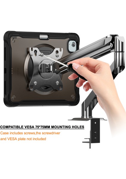iPad Air 11(2024)/AIR(2022)/(2020)/IPAD Pro 11(2022)/(2021)/(2020)/(2018)CASE Kickstand Pc+Silikon+Tpu Tablet Kılıfı-Şeffaf (Yurt Dışından)