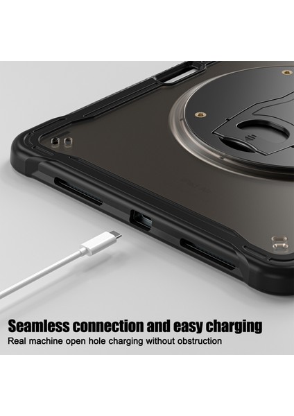iPad Air 11(2024)/AIR(2022)/(2020)/IPAD Pro 11(2022)/(2021)/(2020)/(2018)CASE Kickstand Pc+Silikon+Tpu Tablet Kılıfı-Şeffaf (Yurt Dışından)