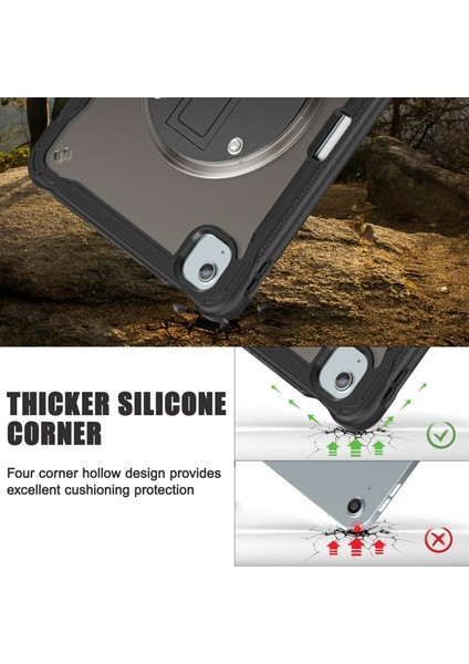 iPad Air 11(2024)/AIR(2022)/(2020)/IPAD Pro 11(2022)/(2021)/(2020)/(2018)CASE Kickstand Pc+Silikon+Tpu Tablet Kılıfı-Şeffaf (Yurt Dışından)