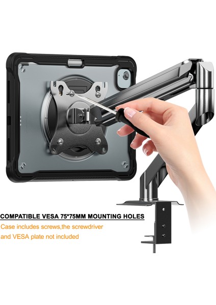 iPad Air 11(2024)/AIR(2022)/(2020)/IPAD Pro 11(2022)/(2021)/(2020)/(2018)CASE Kickstand Pc+Silikon+Tpu Tablet Kapağı-Şeffaf (Yurt Dışından)