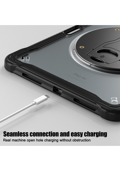 iPad Air 11(2024)/AIR(2022)/(2020)/IPAD Pro 11(2022)/(2021)/(2020)/(2018)CASE Kickstand Pc+Silikon+Tpu Tablet Kapağı-Şeffaf (Yurt Dışından)