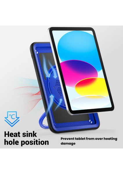 iPad 10.9(2022)CASE Pc+Tpu Kickstand Tablet Kılıfı, Kalem Tutuculu, Omuz Askılı-Koyu (Yurt Dışından)