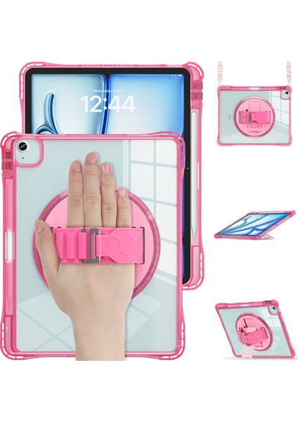 iPad Air 13(2024)/IPAD Pro 12.9(2022)/(2021)/(2020)/(2018)CASE Kickstand Pc+Tpu+Akrilik Şeffaf Tablet Kapağı- (Yurt Dışından)