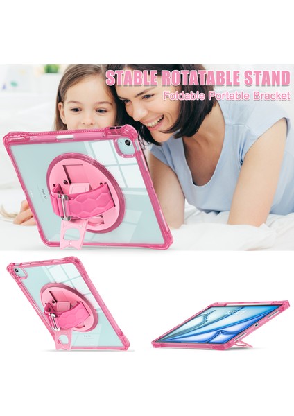 iPad Air 13(2024)/IPAD Pro 12.9(2022)/(2021)/(2020)/(2018)CASE Kickstand Pc+Tpu+Akrilik Şeffaf Tablet Kapağı- (Yurt Dışından)