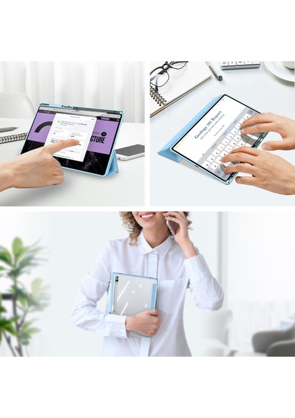 Samsung Galaxy Tab S10 Ultra Kılıf Pu Deri Üç Katlı Standlı Tablet Kılıfı-Bebek Si (Yurt Dışından)