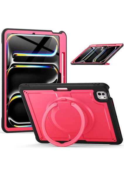 iPad Pro 13(2024) Kılıf Döner Kickstand Pc+Tpu Darbeye Dayanıklı Tablet Kılıfı- (Yurt Dışından)