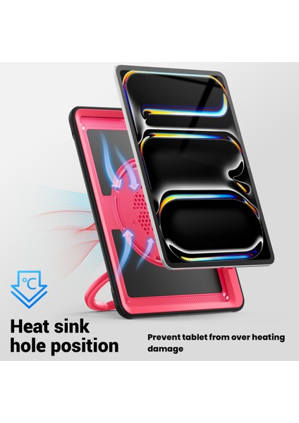 iPad Pro 13(2024) Kılıf Döner Kickstand Pc+Tpu Darbeye Dayanıklı Tablet Kılıfı- (Yurt Dışından)
