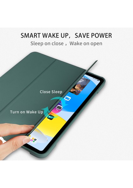 iPad 10.9(2022)DROP-PROOF Üç Katlı Tablet Kılıfı Standı Mikrofiber Deri+Tpu+Silikon Tablet Kılıfı- (Yurt Dışından)