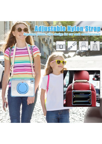 iPad Pro 11(2024) Kılıf Omuz Askılı Döner Kickstand Pc+Tpu+Akrilik Tablet Kılıfı-Bebek Si (Yurt Dışından)