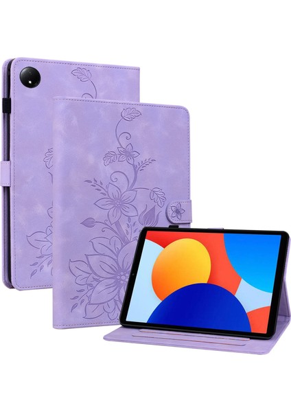 Xiaomi Redmi Pad Se 4g 8.7 Inç Kılıf Zambak Çiçeği Künye Kart Yuvaları Deri Tablet Kapak- (Yurt Dışından)