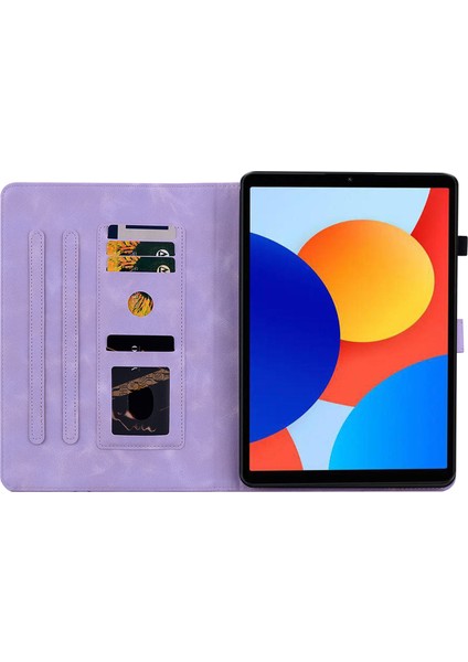 Xiaomi Redmi Pad Se 4g 8.7 Inç Kılıf Zambak Çiçeği Künye Kart Yuvaları Deri Tablet Kapak- (Yurt Dışından)