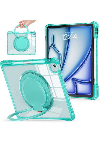 iPad Air 13(2024)/IPAD Pro 12.9(2022)/(2021)/(2020)/(2018)CASE Döner Kickstand Pc+Tpu+Akrilik Tablet Kılıfı-Açık (Yurt Dışından)