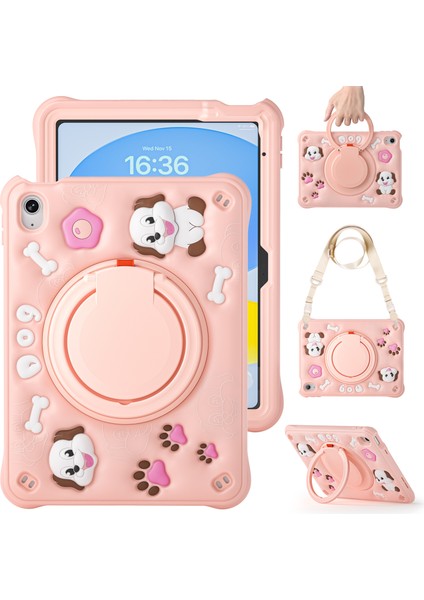 iPad 10.9(2022) Omuz Askılı Kılıf Sevimli Köpek Kickstand Pc+Silikon+Tpu Tablet Kılıfı (Yurt Dışından) fırsatları