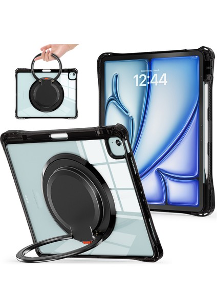 iPad Air 13(2024)/IPAD Pro 12.9(2022)/(2021)/(2020)/(2018)CASE Döner Kickstand Pc+Tpu+Akrilik Tablet Kapağı- (Yurt Dışından)