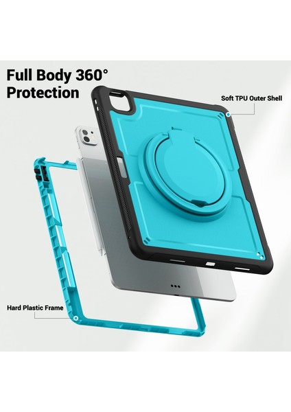 iPad Pro 13(2024) Kılıf Omuz Askılı Kickstand Pc+Tpu Tablet Kılıfı-Bebek Si (Yurt Dışından)