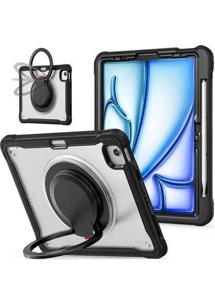 iPad Air 11(2024)/AIR(2022)/(2020)/IPAD Pro 11(2022)/(2021)/(2020)/(2018)CASE Döner Kickstand Tablet Kapağı-Şeffaf (Yurt Dışından)