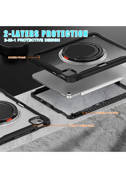 iPad Air 11(2024)/AIR(2022)/(2020)/IPAD Pro 11(2022)/(2021)/(2020)/(2018)CASE Döner Kickstand Tablet Kapağı-Şeffaf (Yurt Dışından)