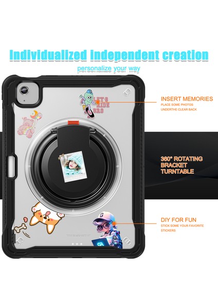 iPad Air 11(2024)/AIR(2022)/(2020)/IPAD Pro 11(2022)/(2021)/(2020)/(2018)CASE Döner Kickstand Tablet Kapağı-Şeffaf (Yurt Dışından)