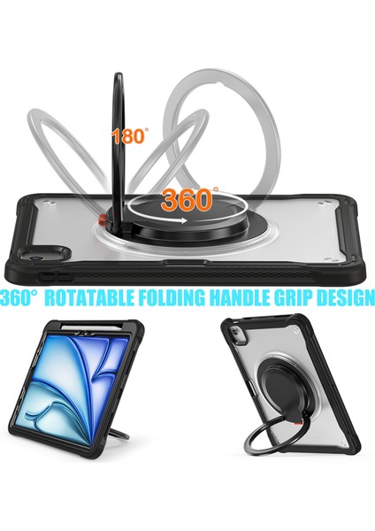 iPad Air 11(2024)/AIR(2022)/(2020)/IPAD Pro 11(2022)/(2021)/(2020)/(2018)CASE Döner Kickstand Tablet Kapağı-Şeffaf (Yurt Dışından)