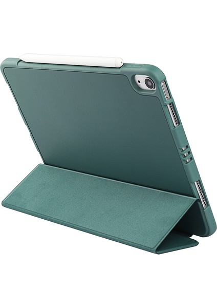 iPad Air 11(2024)/AIR(2020)/AIR(2022)-KOYU Mikrofiber Deri+Tpu+Silikon Üç Katlı Standlı Tablet Kılıfı (Yurt Dışından)