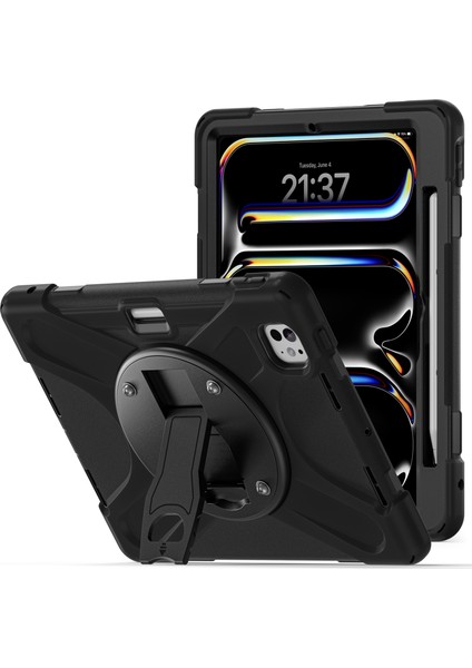 iPad Pro 11(2024) Kılıf Kickstand Pc+Silikon Tablet Kapağı (Yurt Dışından)