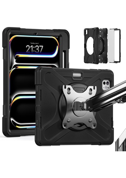 iPad Pro 11(2024) Kılıf Kickstand Pc+Silikon Tablet Kapağı (Yurt Dışından)