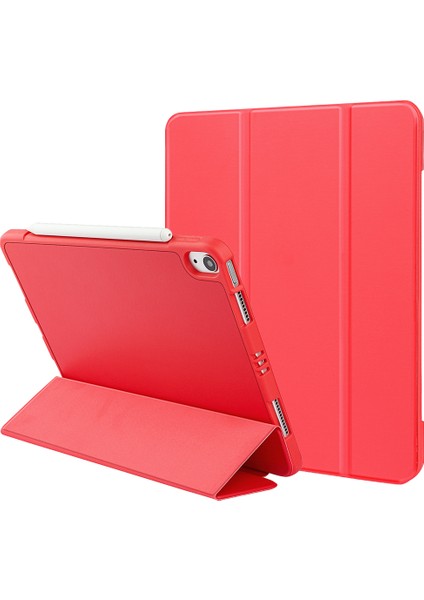 iPad Air 11(2024)/AIR(2020)/AIR(2022)- Mikrofiber Deri+Tpu+Silikon Üç Katlı Standlı Tablet Kılıfı (Yurt Dışından)