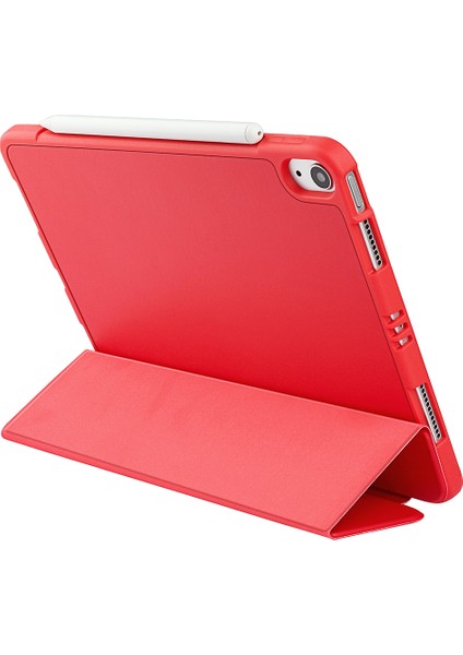 iPad Air 11(2024)/AIR(2020)/AIR(2022)- Mikrofiber Deri+Tpu+Silikon Üç Katlı Standlı Tablet Kılıfı (Yurt Dışından)