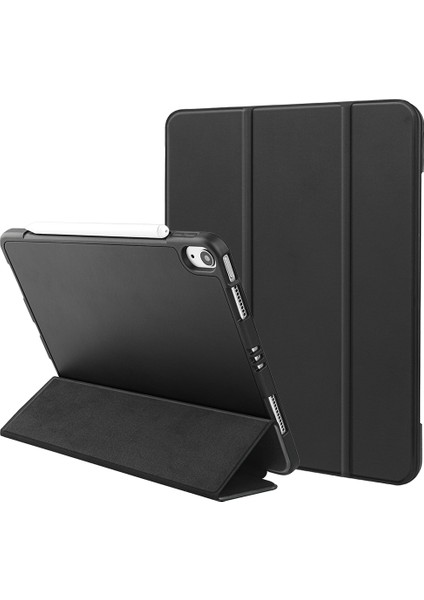 iPad Air 11(2024)/AIR(2020)/AIR(2022)- Mikrofiber Deri+Tpu+Silikon Üç Katlı Standlı Tablet Kılıfı (Yurt Dışından)