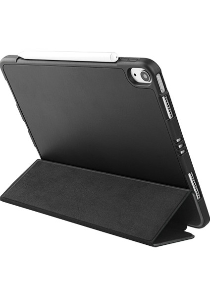 iPad Air 11(2024)/AIR(2020)/AIR(2022)- Mikrofiber Deri+Tpu+Silikon Üç Katlı Standlı Tablet Kılıfı (Yurt Dışından)