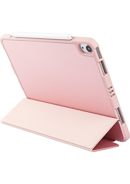 iPad Air 11(2024)/AIR(2020)/AIR(2022)- Mikrofiber Deri+Tpu+Silikon Üç Katlı Standlı Tablet Kılıfı (Yurt Dışından)